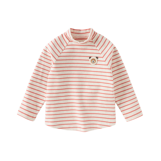 Dave&Bella Toddler Girls/Boys Autumn Cotton Striped Half Turtleneck T-Shirts Tops