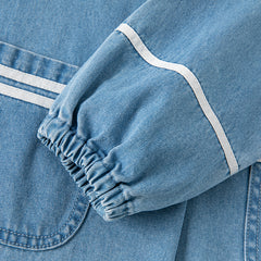 Dave&Bella Kids Girls Autumn Denim Blue Cotton Cape Collar Casual A-line Dress