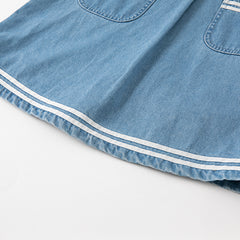 Dave&Bella Kids Girls Autumn Denim Blue Cotton Cape Collar Casual A-line Dress