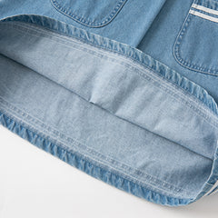 Dave&Bella Kids Girls Autumn Denim Blue Cotton Cape Collar Casual A-line Dress