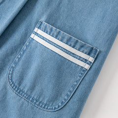 Dave&Bella Kids Girls Autumn Denim Blue Cotton Cape Collar Casual A-line Dress