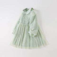 Dave&Bella Kids Girls Autumn Elegance Green Doll Collar A-line Mesh Dress