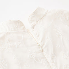 Dave&Bella Toddler Girls Autumn Elegant Chinese Style Beige Mesh A-line Dress