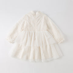 Dave&Bella Toddler Girls Autumn Elegant Chinese Style Beige Mesh A-line Dress