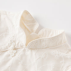 Dave&Bella Toddler Girls Autumn Elegant Chinese Style Beige Mesh A-line Dress