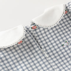 Dave&Bella Toddler Girls Autumn Sweet Cotton Blue Plaid Breathable Princess Dress