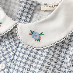 Dave&Bella Toddler Girls Autumn Sweet Cotton Blue Plaid Breathable Princess Dress