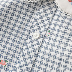 Dave&Bella Toddler Girls Autumn Sweet Cotton Blue Plaid Breathable Princess Dress