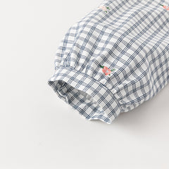 Dave&Bella Toddler Girls Autumn Sweet Cotton Blue Plaid Breathable Princess Dress