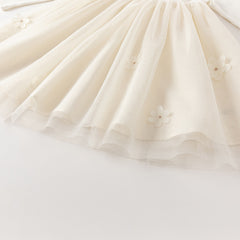 Dave&Bella Toddler Girls Autumn Classic Beige Mesh Princess Dress