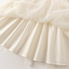 Dave&Bella Toddler Girls Autumn Classic Beige Mesh Princess Dress