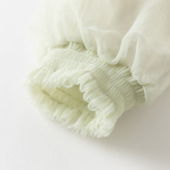 Dave&Bella Kids Girls Autumn Grey Green Classic Round Collar Mesh Part Dress