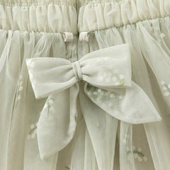 Dave&Bella Kids Girls Autumn Grey Green Classic Round Collar Mesh Part Dress