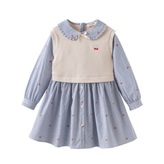 Dave&Bella Toddler Girls Autumn Breathable Cotton Khaki A-line Princess Dress