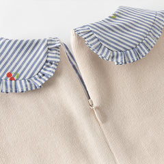 Dave&Bella Toddler Girls Autumn Breathable Cotton Khaki A-line Princess Dress