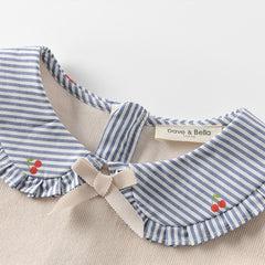 Dave&Bella Toddler Girls Autumn Breathable Cotton Khaki A-line Princess Dress