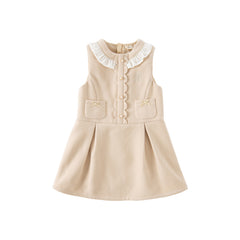 Dave&Bella Toddler Girls Autumn Fashion Light Khaki A-line Party Dress