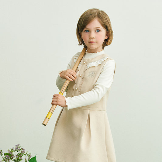 Dave&Bella Toddler Girls Autumn Fashion Light Khaki A-line Party Dress