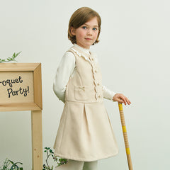 Dave&Bella Toddler Girls Autumn Fashion Light Khaki A-line Party Dress