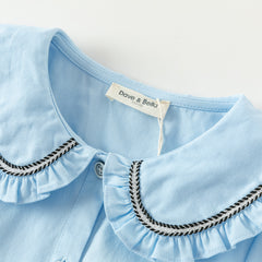 Dave&Bella Kids Girls Spring Solid Color Cotton Blouse Shirt Top