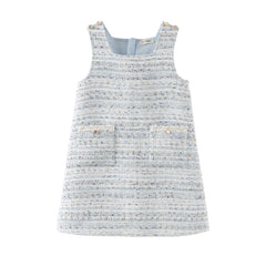 Dave&Bella Toddler Girls Autumn Noble Blue Versatile Princess Tank Dress