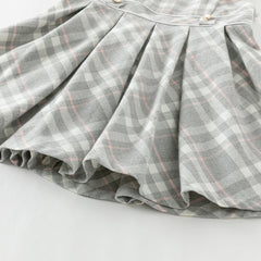 Dave&Bella Toddler Girls Autumn Light Grey Plaid Sleeveless A-line Tank Dress