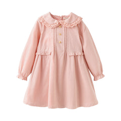 Dave&Bella Toddler Girls Autumn Casual Cotton Soft Pink A-line Dress