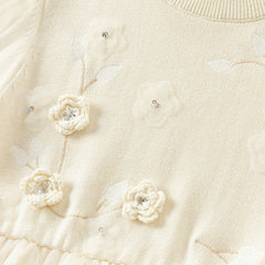 Dave&Bella Toddler Girls Autumn Warm Beige Mesh Birthday Dress