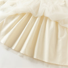 Dave&Bella Toddler Girls Autumn Warm Beige Mesh Birthday Dress