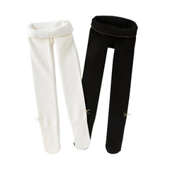 Dave&Bella Kids Girls Autumn White/Black Versatile Footed Tights Leggings