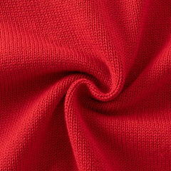 Dave&Bella Kids Girls Red Knit Christmas-tree Decorations Turtle Fleece-Lined Sweaters