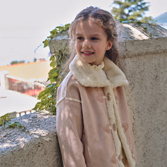 Dave&Bella Kids Girls Sweet Grey Pink Cozy Thickened Suede Plush-Lined Jackets