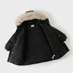 Dave&Bella Kids Girls/Boys Winter Outdoor Mid-length Fur-trimmed Hooded Down Coats