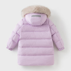 Dave&Bella Kids Girls/Boys Winter Outdoor Mid-length Fur-trimmed Hooded Down Coats