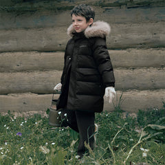 Dave&Bella Kids Girls/Boys Winter Outdoor Mid-length Fur-trimmed Hooded Down Coats