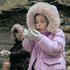 Dave&Bella Kids Girls/Boys Winter Outdoor Mid-length Fur-trimmed Hooded Down Coats