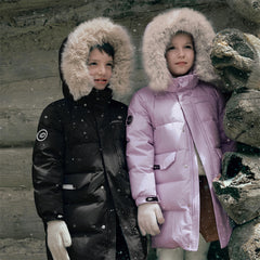 Dave&Bella Kids Girls/Boys Winter Outdoor Mid-length Fur-trimmed Hooded Down Coats