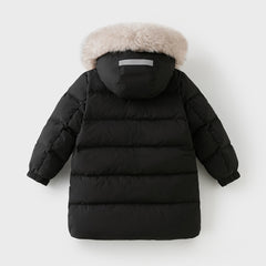 Dave&Bella Kids Girls/Boys Winter Outdoor Mid-length Fur-trimmed Hooded Down Coats