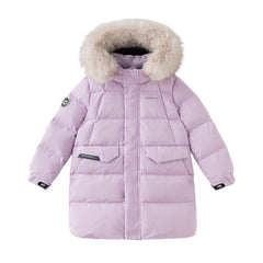 Dave&Bella Kids Girls/Boys Winter Outdoor Mid-length Fur-trimmed Hooded Down Coats