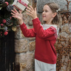 Dave&Bella Kids Girls Adorable Red Cozy Christmas Knit Pullover Sweaters Tops