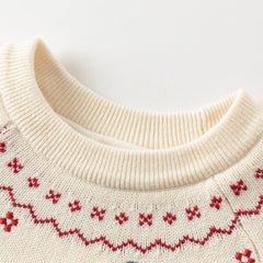 Dave&Bella Kids Girls Adorable Red Cozy Christmas Knit Pullover Sweaters Tops