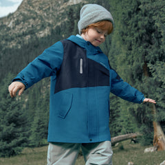 Dave&Bella Kids Boys Blue Outwear Hooded Mid-length Two-piece Padded Coats Set