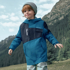 Dave&Bella Kids Boys Blue Outwear Hooded Mid-length Two-piece Padded Coats Set