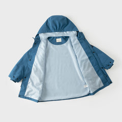 Dave&Bella Kids Boys Blue Outwear Hooded Mid-length Two-piece Padded Coats Set