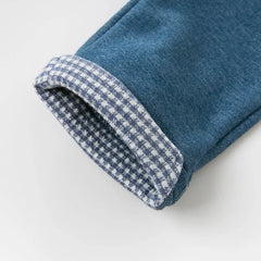 Dave&Bella Boys Spring Blue Plaid T-shirt Pants Suits Sets