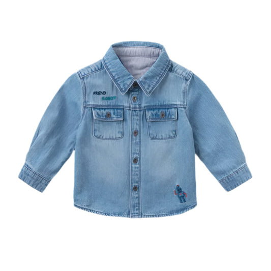 Dave&Bella Boys Spring Cartoon Letter Pockets Shirts Tops