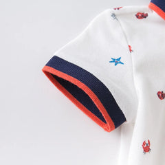 Dave&Bella Toddler Boys Summer Fashion Print Polos Shorts Sets