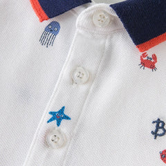 Dave&Bella Toddler Boys Summer Fashion Print Polos Shorts Sets