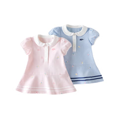 Dave&Bella Girls Summer Cartoon Striped Princess Dress