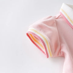 Dave&Bella Summer Toddler Girls Cartoon College-style Princess Dress